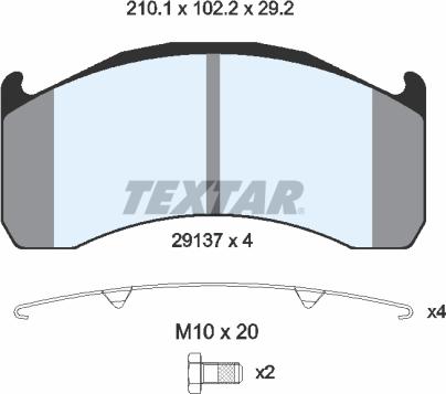 Textar 2913706 - Bremžu uzliku kompl., Disku bremzes www.autospares.lv