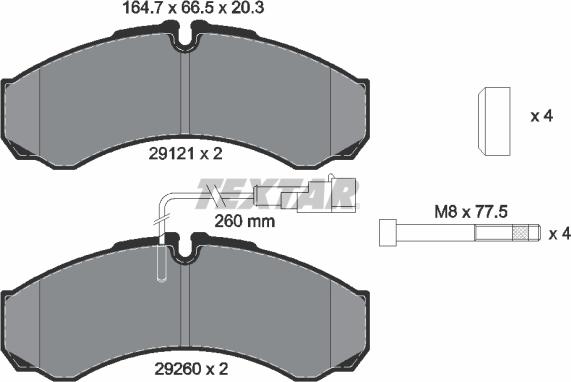 Textar 2912113 - Bremžu uzliku kompl., Disku bremzes www.autospares.lv