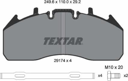 Textar 2917402 - Bremžu uzliku kompl., Disku bremzes www.autospares.lv