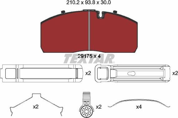 Textar 2917504 - Brake Pad Set, disc brake www.autospares.lv