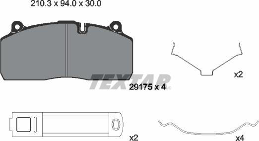 Textar 2917501 - Bremžu uzliku kompl., Disku bremzes www.autospares.lv