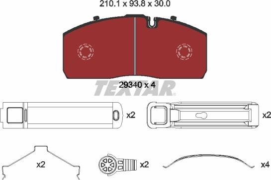 Textar 2934001 - Bremžu uzliku kompl., Disku bremzes www.autospares.lv