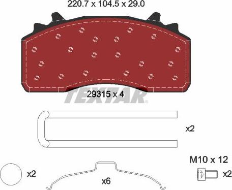 Textar 2931501 - Brake Pad Set, disc brake www.autospares.lv