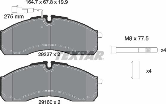 Textar 2932701 - Brake Pad Set, disc brake www.autospares.lv