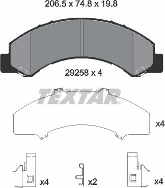 Textar 2925801 - Bremžu uzliku kompl., Disku bremzes www.autospares.lv