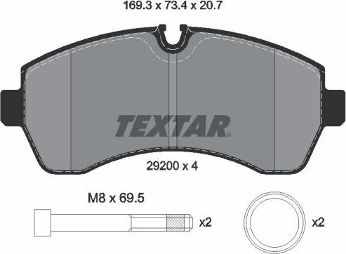 Textar 2920006 - Bremžu uzliku kompl., Disku bremzes www.autospares.lv