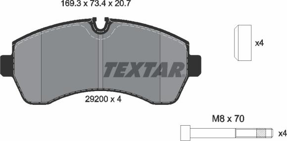 Textar 2920001 - Bremžu uzliku kompl., Disku bremzes autospares.lv