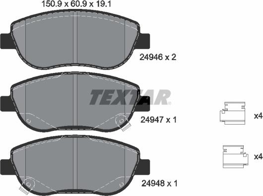 Textar 2494601 - Bremžu uzliku kompl., Disku bremzes www.autospares.lv