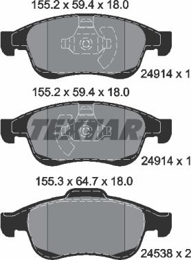 Textar 2491401 - Bremžu uzliku kompl., Disku bremzes www.autospares.lv