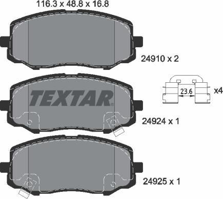 Textar 2491001 - Тормозные колодки, дисковые, комплект www.autospares.lv