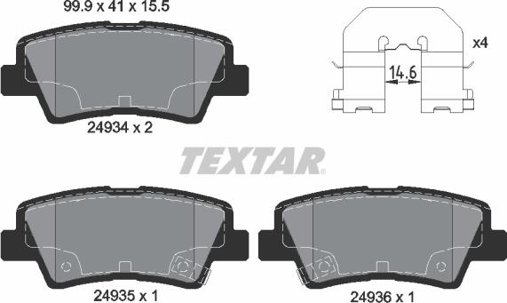 Textar 2493401 - Bremžu uzliku kompl., Disku bremzes www.autospares.lv