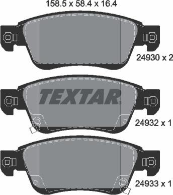 Textar 2493001 - Bremžu uzliku kompl., Disku bremzes www.autospares.lv