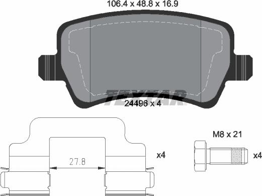 Textar 2449601 - Тормозные колодки, дисковые, комплект www.autospares.lv