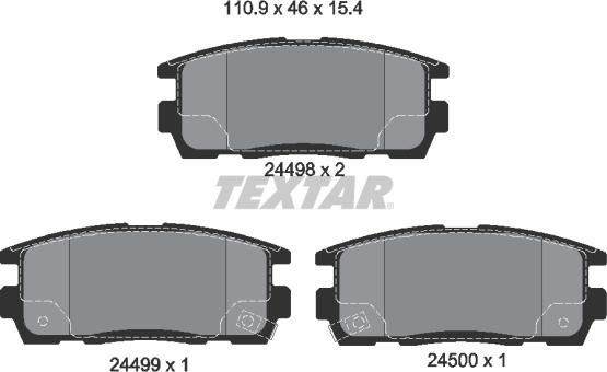 Textar 2449801 - Тормозные колодки, дисковые, комплект www.autospares.lv