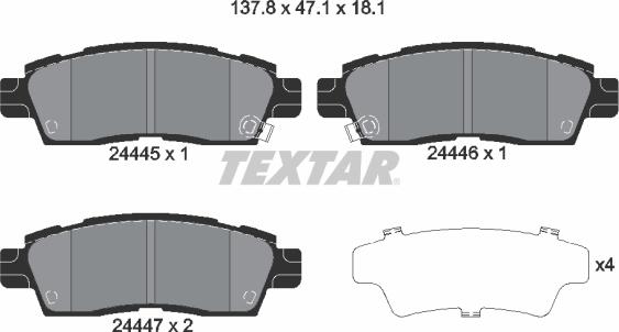 Textar 2444501 - Bremžu uzliku kompl., Disku bremzes www.autospares.lv