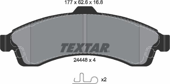 Textar 2444801 - Bremžu uzliku kompl., Disku bremzes www.autospares.lv