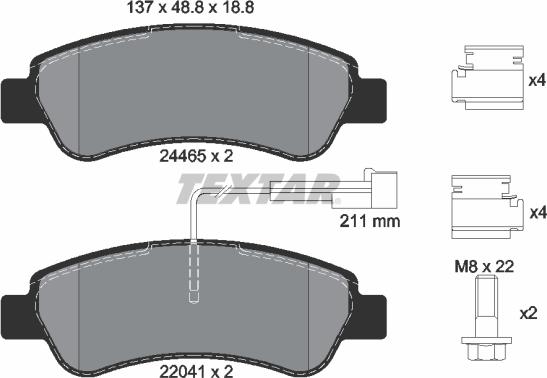 Textar 2446503 - Bremžu uzliku kompl., Disku bremzes autospares.lv