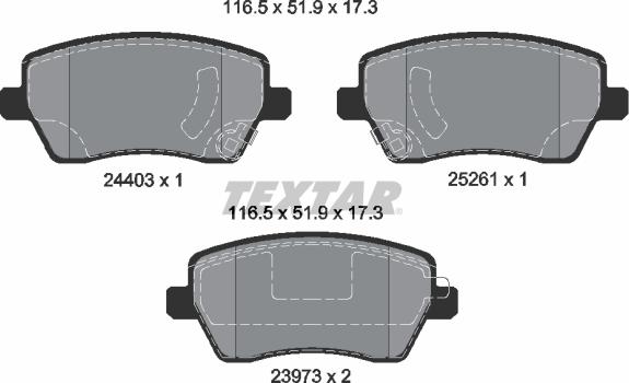 Textar 2440301 - Тормозные колодки, дисковые, комплект www.autospares.lv