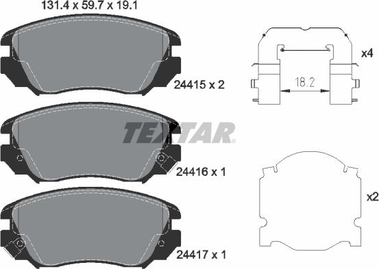 Textar 2441501 - Bremžu uzliku kompl., Disku bremzes autospares.lv