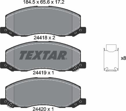 Textar 2441801 - Bremžu uzliku kompl., Disku bremzes www.autospares.lv