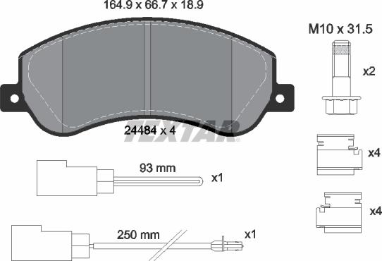 Textar 2448401 - Bremžu uzliku kompl., Disku bremzes www.autospares.lv