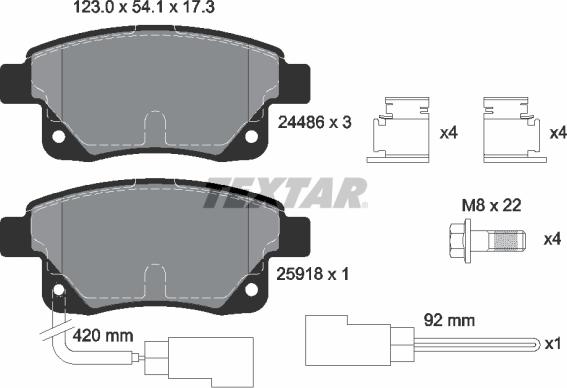 Textar 2448601 - Bremžu uzliku kompl., Disku bremzes www.autospares.lv