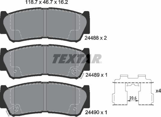 Textar 24 48 801 - Brake Pad Set, disc brake www.autospares.lv