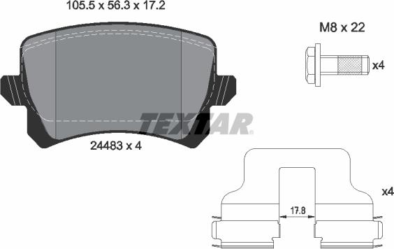 Textar 2448381 - Тормозные колодки, дисковые, комплект www.autospares.lv