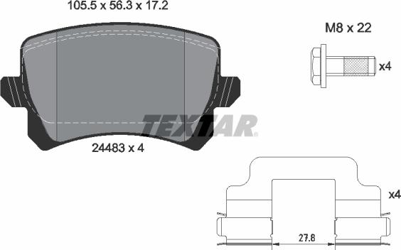 Textar 2448302 - Тормозные колодки, дисковые, комплект www.autospares.lv