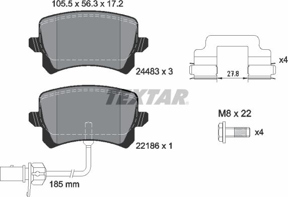 Textar 2448307 - Bremžu uzliku kompl., Disku bremzes autospares.lv