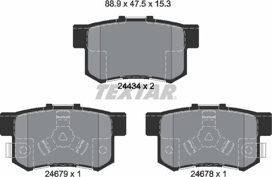 Textar 2443402 - Bremžu uzliku kompl., Disku bremzes www.autospares.lv