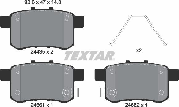 Textar 2443501 - Bremžu uzliku kompl., Disku bremzes www.autospares.lv