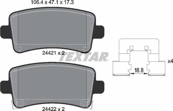 Textar 2442101 - Bremžu uzliku kompl., Disku bremzes www.autospares.lv