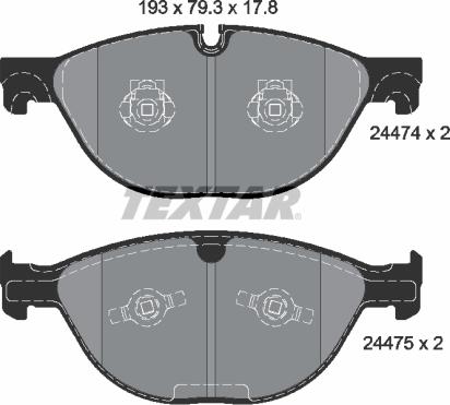 Textar 2447401 - Bremžu uzliku kompl., Disku bremzes www.autospares.lv