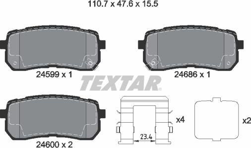 Textar 2459904 - Bremžu uzliku kompl., Disku bremzes www.autospares.lv