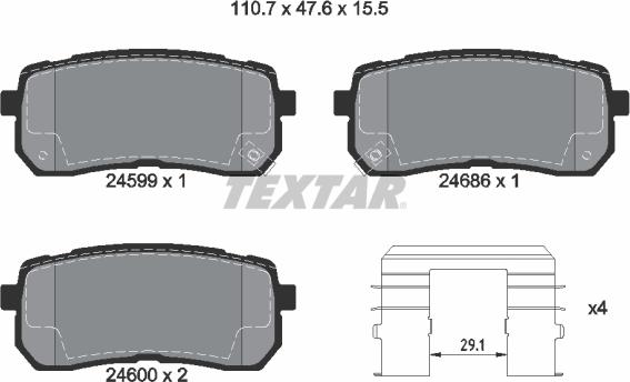 Textar 2459901 - Bremžu uzliku kompl., Disku bremzes www.autospares.lv