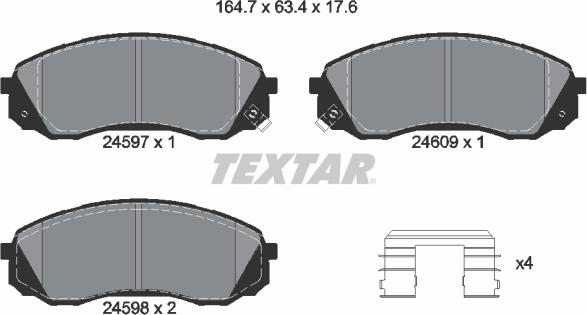 Textar 2459701 - Bremžu uzliku kompl., Disku bremzes www.autospares.lv