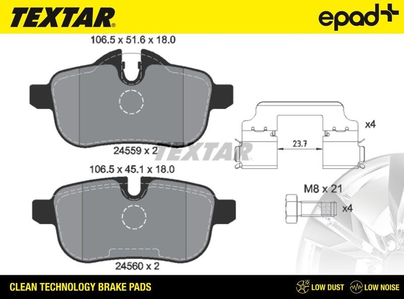 Textar 2455901CP - Bremžu uzliku kompl., Disku bremzes www.autospares.lv