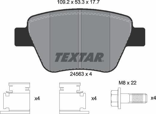 Textar 2456301 - Тормозные колодки, дисковые, комплект www.autospares.lv