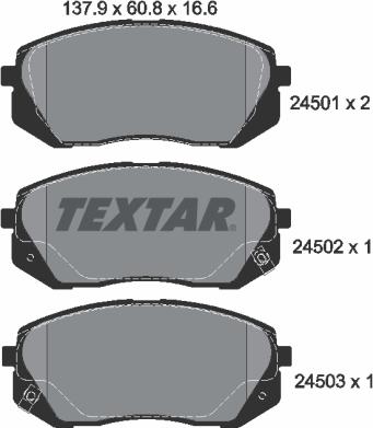 Textar 2450101 - Bremžu uzliku kompl., Disku bremzes www.autospares.lv