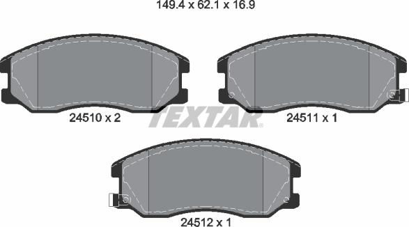 Textar 2451001 - Bremžu uzliku kompl., Disku bremzes www.autospares.lv