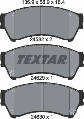 Textar 2458202 - Bremžu uzliku kompl., Disku bremzes www.autospares.lv