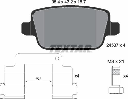 Textar 2453701 - Bremžu uzliku kompl., Disku bremzes autospares.lv