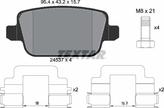 Textar 2453703 - Тормозные колодки, дисковые, комплект www.autospares.lv