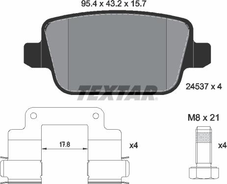 Textar 2453702 - Тормозные колодки, дисковые, комплект www.autospares.lv