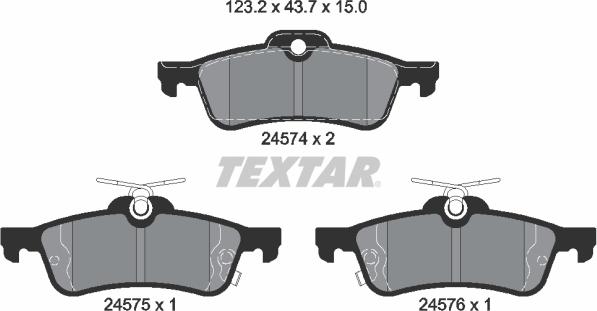 Textar 2457401 - Bremžu uzliku kompl., Disku bremzes www.autospares.lv