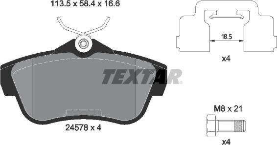 Textar 2457801 - Brake Pad Set, disc brake www.autospares.lv