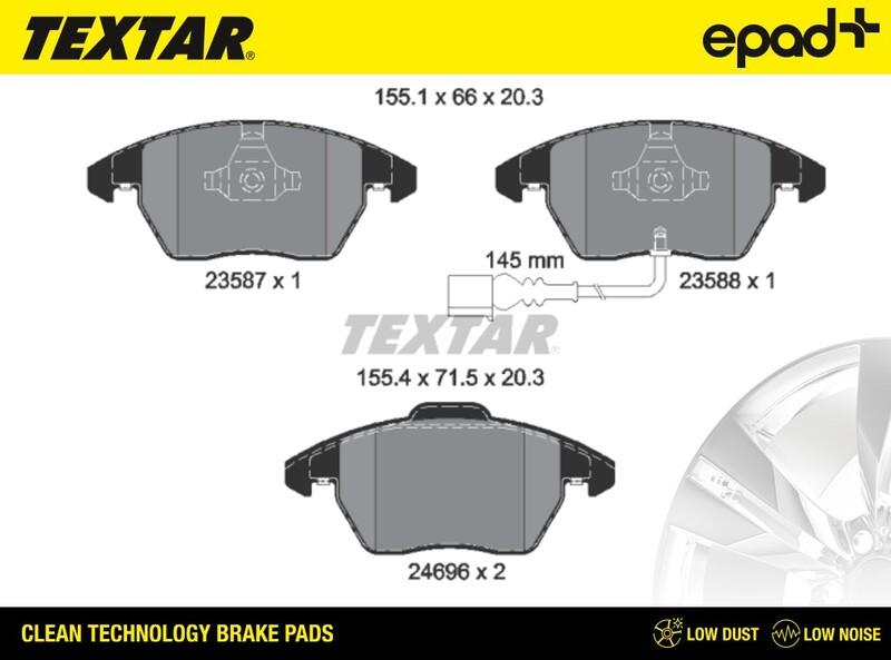 Textar 2469602CP - Bremžu uzliku kompl., Disku bremzes www.autospares.lv