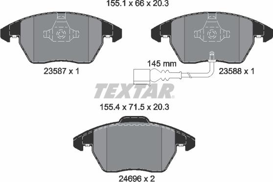 Textar 2469602 - Тормозные колодки, дисковые, комплект www.autospares.lv