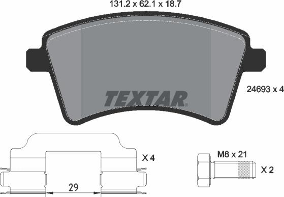 Textar 2469301 - Тормозные колодки, дисковые, комплект www.autospares.lv